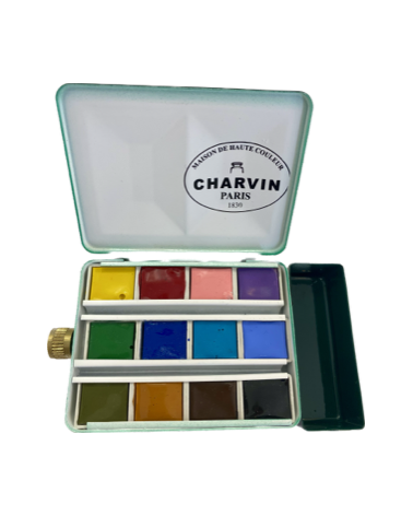 Boite métallique d'aquarelle extra fine réservoir 12 demi godets