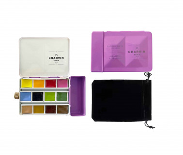 WATERCOLOR BOX NEON VIOLET EXTRA FINE WITH RESERVOIR 12 HALF PANS