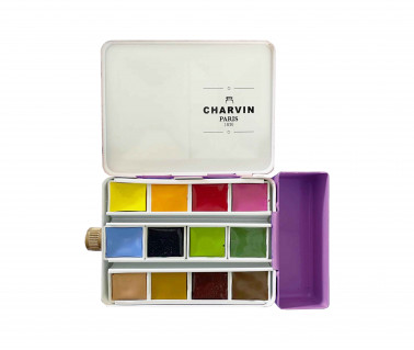 WATERCOLOR BOX NEON VIOLET EXTRA FINE WITH RESERVOIR 12 HALF PANS