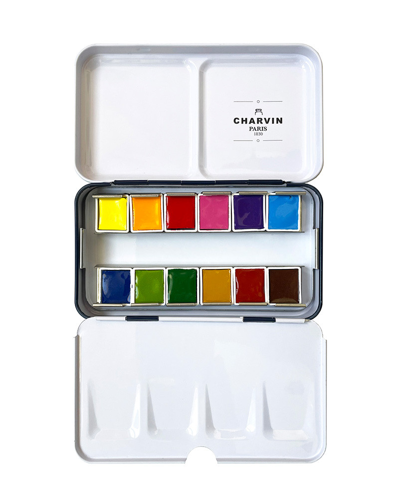 Metal Watercolor Box Dark Blue Extra Fine 12 Half Pans Metal Watercolor Box Dark Blue Extra Fine 12 Half Pans