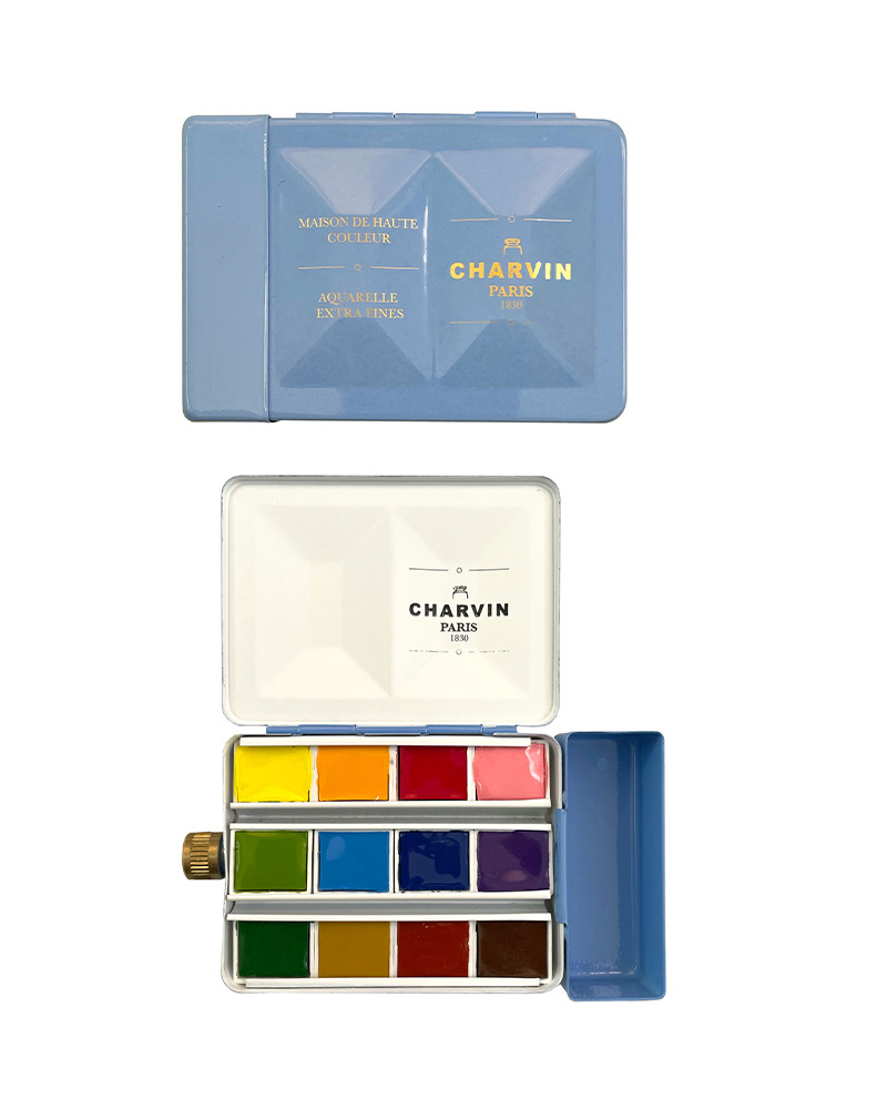 WATERCOLOR BOX ROYAL BLUE EXTRA FINE WITH RESERVOIR 12 HALF PANS