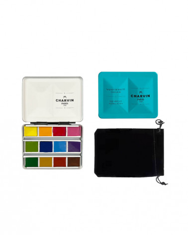 WATERCOLOR BOX TURQUOISE BLUE EXTRA FINE 12 HALF PANS