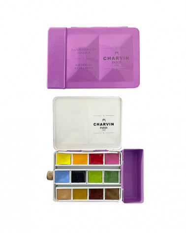 WATERCOLOR BOX NEON VIOLET EXTRA FINE WITH RESERVOIR 12 HALF PANS